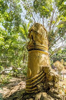 Gold sculpture of phallus Close up on Koh Samui island, Thailand