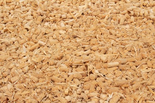 Close up of Dry stack of corn husk on the ground after harvesting in northern Thailand.