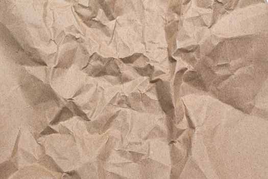 Close up of brown crumpled paper texture background.