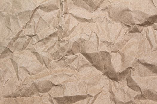 Close up of brown crumpled paper texture background.