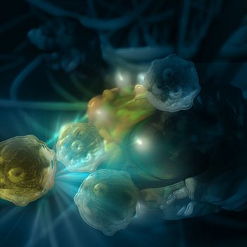 Digital 3d illustration of cancer cells in human body
