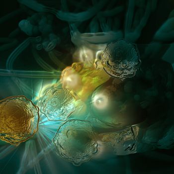 Digital 3d illustration of cancer cells in human body
