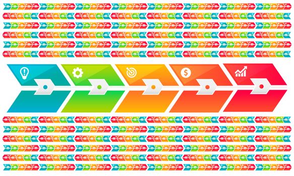 digital textile design of rainbow arrows on abstract background