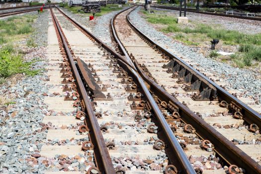 Iron rusty Railway tracks railroad for Trains