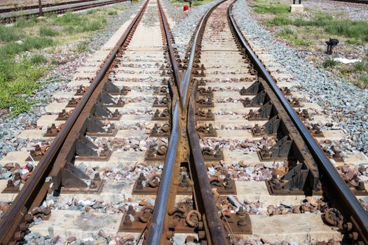 Iron rusty Railway tracks railroad for Trains