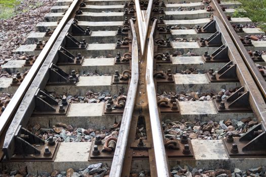Iron rusty Railway tracks railroad for Trains