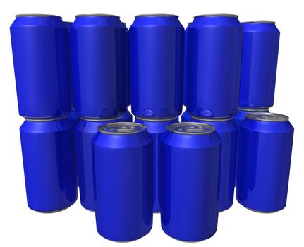 Blue can set a drink on a white background.