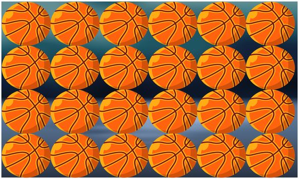 digital textile design of basket balls on abstract background