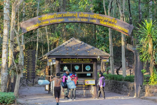 Loei, Thailand - 17 December 2017: Atmosphere of Phu Kradueng National Park.