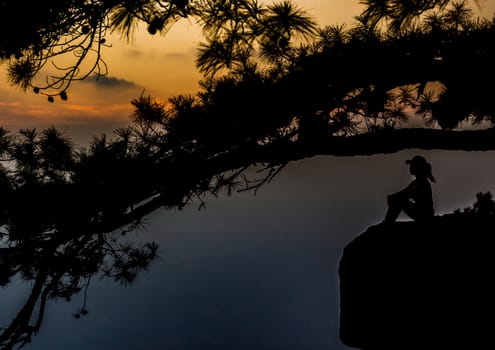 Evening view at Lom Sak Cliff - Phu Kradueng National Park, Loei, Thailand.