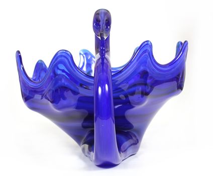 Antique Cobalt Blue Glass Swan Bowl