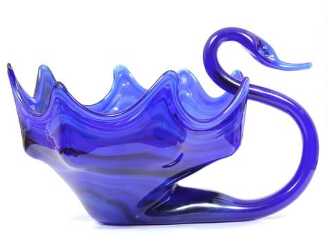 Antique Cobalt Blue Glass Swan Bowl