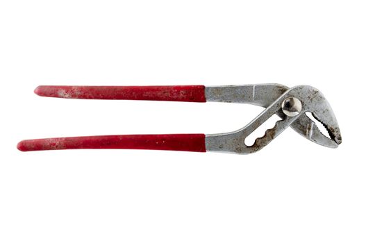 old plumbing pliers isolated on a white background