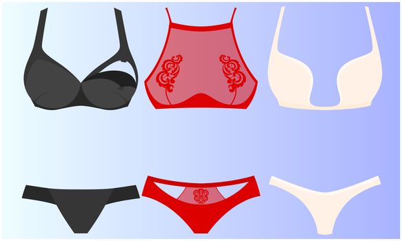 mock up illustration of female lingerie set on abstract background