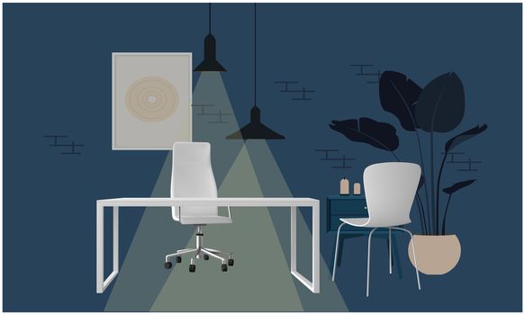 mock up illustration of office table in a room