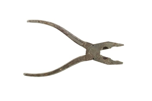 old combined pliers isolated on a white background