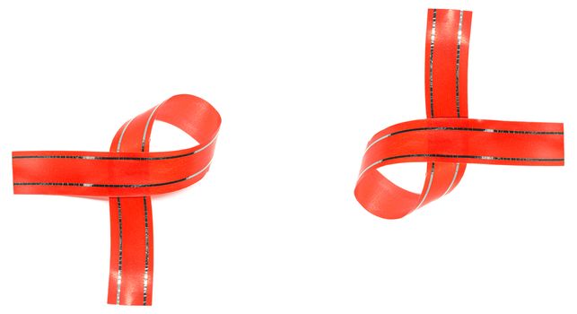 Red ribbon, stripe on white background detail object