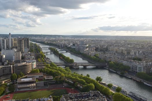 Aerial view of Paris from Eiffel Tower, France