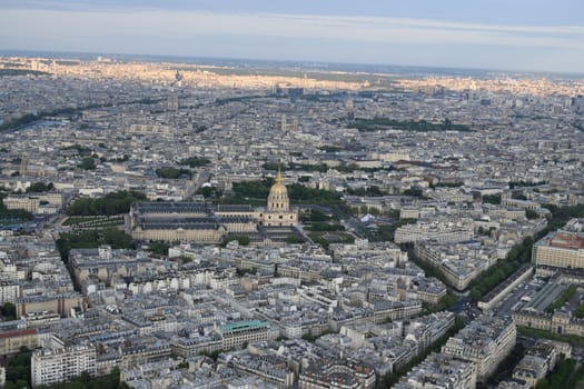 Aerial view of Paris from Eiffel Tower, France