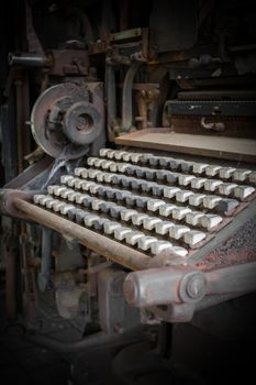 Details of an old keyboard on industrial machine of the late nineteenth century.