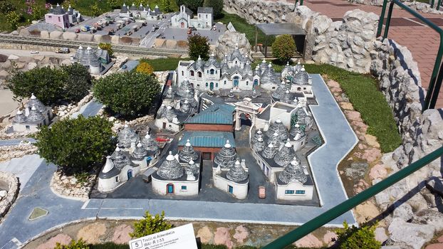 Rimini, Italy - July 12, 2019 - Theme park Italy in Miniature (Italia in Miniatura) in Rimini, Italy - Reproduction of famous attractions in a small scale