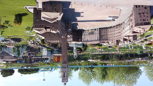 Rimini, Italy - July 12, 2019 - Theme park Italy in Miniature (Italia in Miniatura) in Rimini, Italy - Reproduction of famous attractions in a small scale