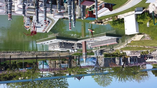 Rimini, Italy - July 12, 2019 - Theme park Italy in Miniature (Italia in Miniatura) in Rimini, Italy - Reproduction of famous attractions in a small scale