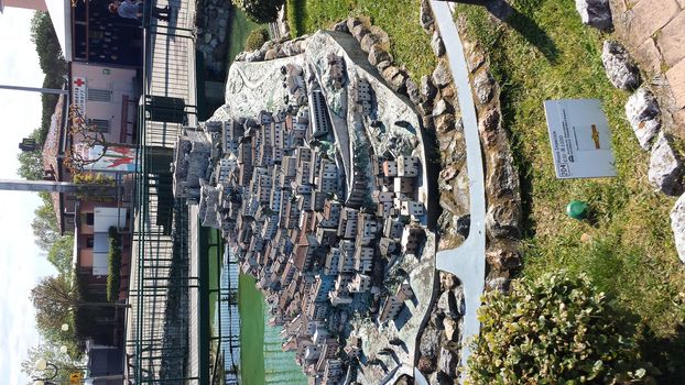 Rimini, Italy - July 12, 2019 - Theme park Italy in Miniature (Italia in Miniatura) in Rimini, Italy - Reproduction of famous attractions in a small scale