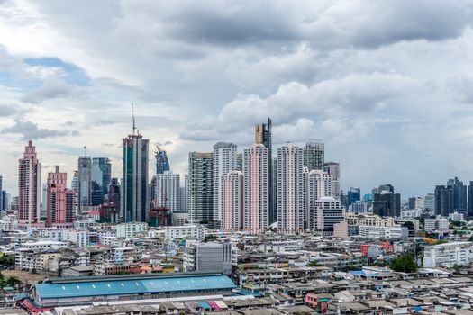 Cityscape and transportation in daytime of Bangkok city Thailand. Bangkok is the capital and the most populous city of Thailand.