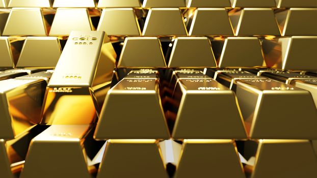 Gold bars background 3D Render