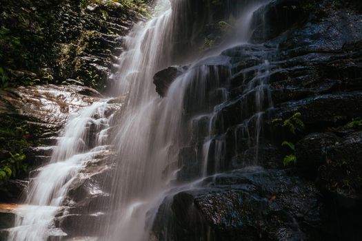 Waterfalls cascading over rocks in Wentworth Falls, New South Wales, Australia