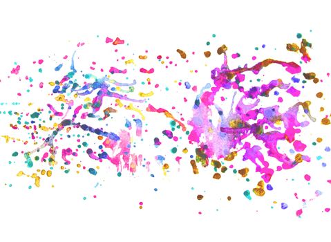 Art hand brush splashing color on white background.