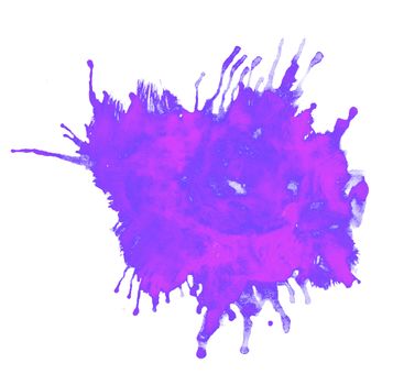 Art hand brush splashing purple color on white background.