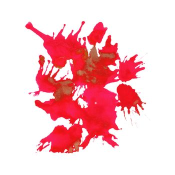 Art hand brush splashing red color on white background.