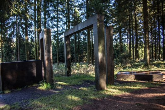 Huge boulder in the forest as an art event