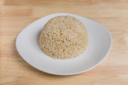 Cooked Jasmine Brown Rice in Plate