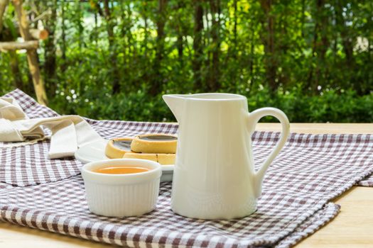 Relax with Cookies and Hot Tea for Tea Break in  Garden