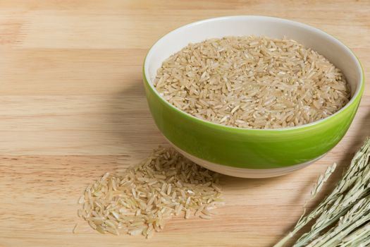 Uncooked Jasmine Brown Rice in Bowl