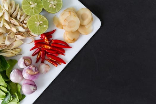 Various kinds of ingredients for Thai dish : Tom Yum