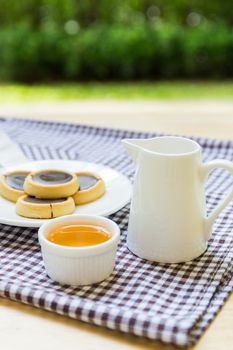 Relax with Cookies and Hot Tea for Tea Break in  Garden
