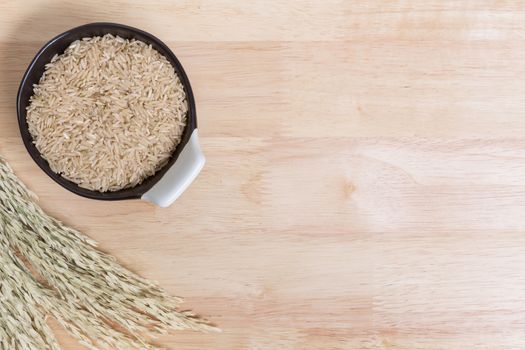 Uncooked Jasmine Brown Rice in Bowl