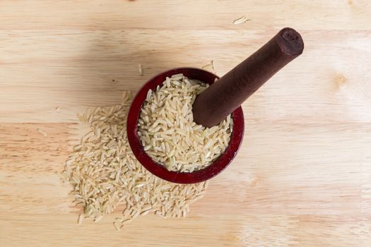 Uncooked Jasmine Brown Rice in Bowl