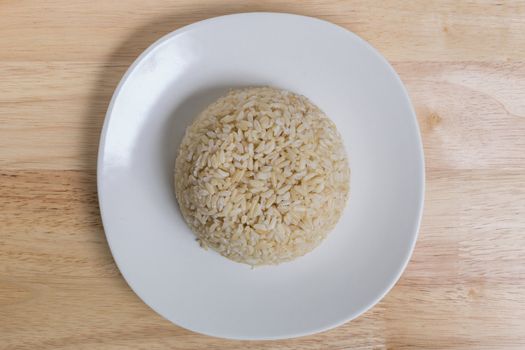 Cooked Jasmine Brown Rice in Plate