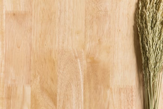 Wood Texture  Frame Background Decorated by Jasmine Rice Spike