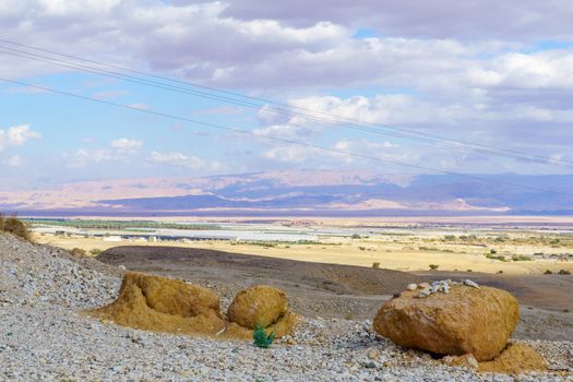 Countryside and desert landscape near Ein Yahav, the Arava desert, southern Israel