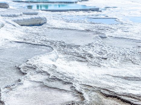 Vacation in Turkey, visit of the white patios and pools from Travertin in Pamukkale