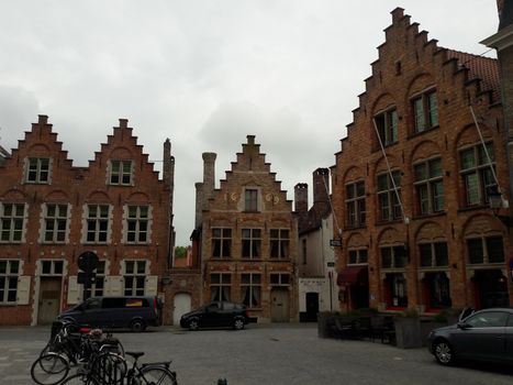 Classic view of the historic city center of Bruges (Brugge), West Flanders province, Belgium. Cityscape of Bruges. Architecture and landmark of Bruges