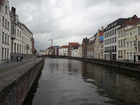 Classic view of the historic city center of Bruges (Brugge), West Flanders province, Belgium. Cityscape of Bruges. Architecture and landmark of Bruges