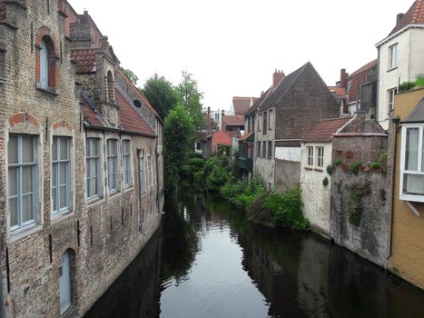 Classic view of the historic city center of Bruges (Brugge), West Flanders province, Belgium. Cityscape of Bruges. Architecture and landmark of Bruges