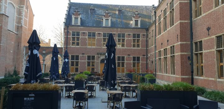 Mechelen, Flanders, Belgium - December 13, 2018: The Mechelen square and the St. Rumbold's Cathedra in the historical city center in Mechelen (Malines)